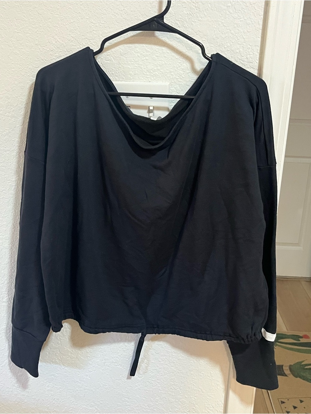 Fabletics Black Cropped Drawstring Boatneck Top - Picture 8 of 11